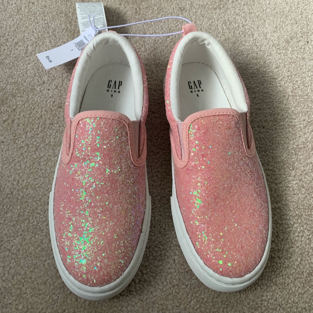 Gap Pink Sparkle Slip-on Sneakers Kids Size 1